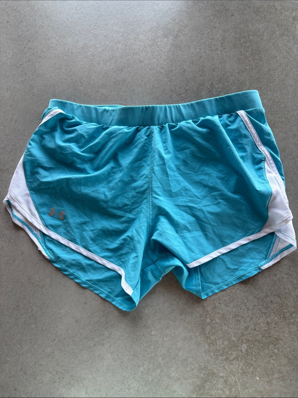 Under Armour Women’s Turquoise Athletic Running Shorts with White Trim